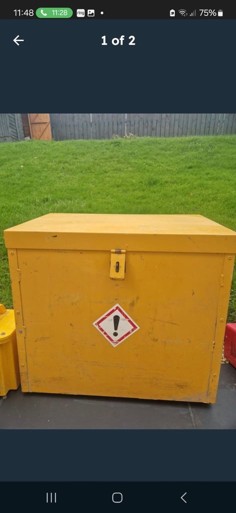 Yellow hazardous substance storage bin 