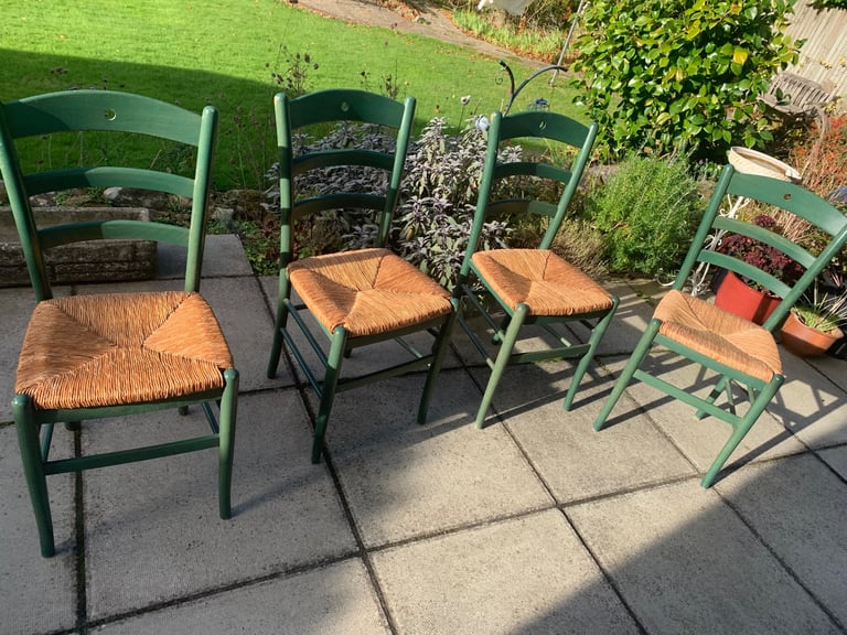 image for Group of 4 matching dining chairs with rattan seat