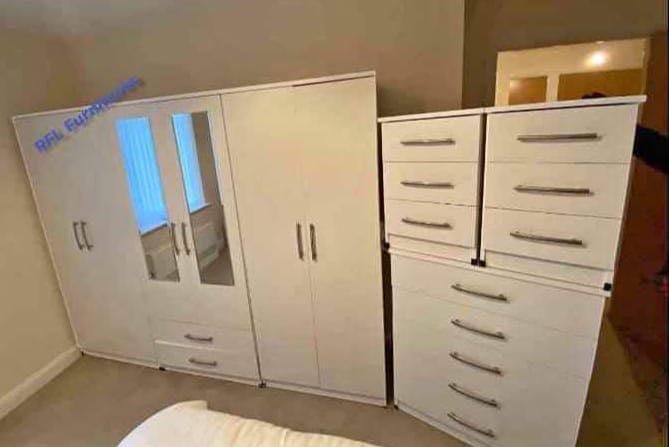 Modern Bedroom Furniture. Bedroom Suit Includes Bedside Tables, Chest of Drawers and Wardrobes