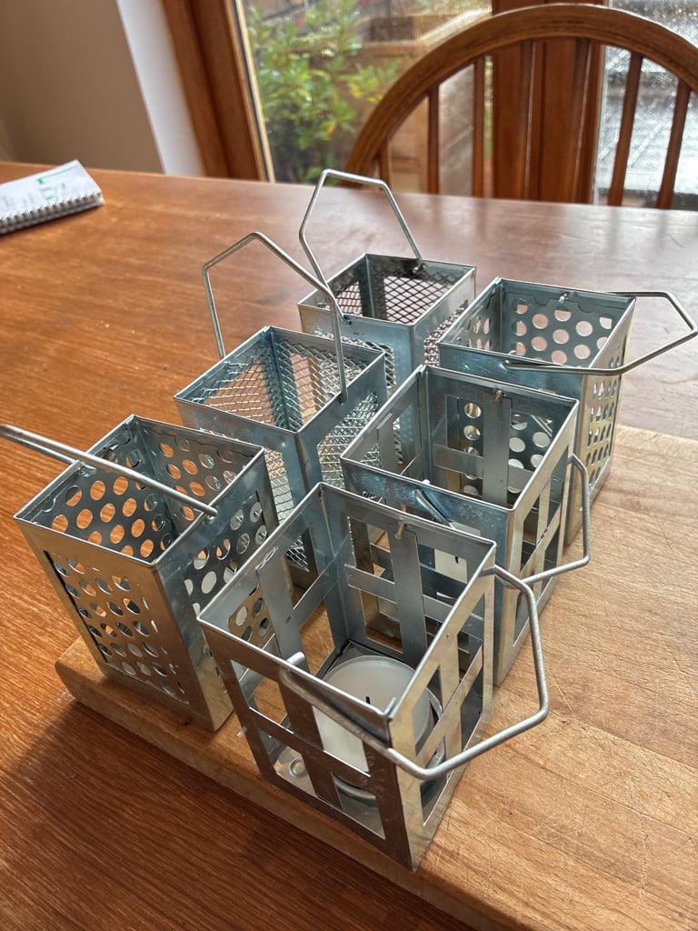 image for Set of 6 metal tea light holders