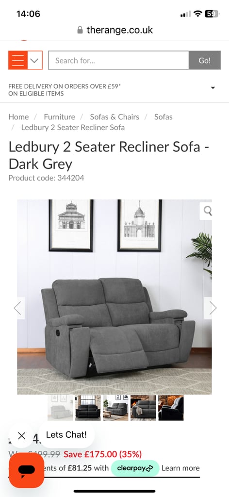 2 seater grey sofa. NEW IN Box
