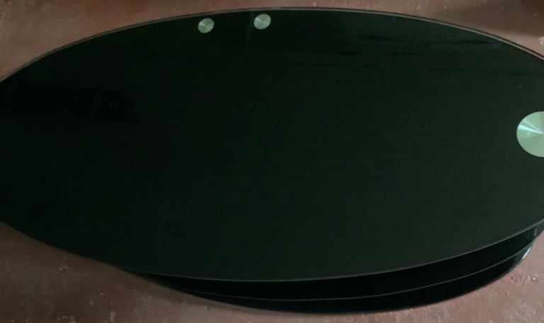 image for TV Oval Stand Black Solid Glass suitable up to 50” Tv