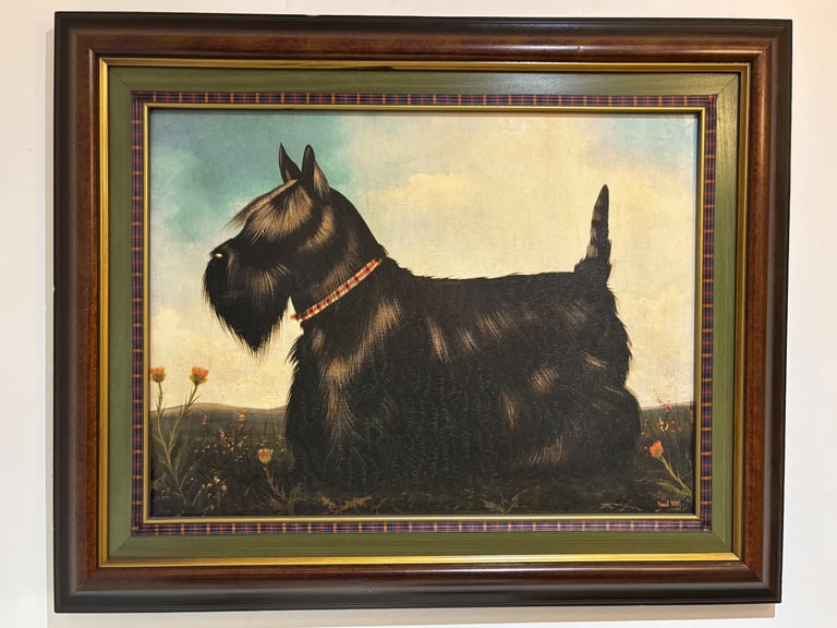 Framed Seated & Standing Scotty Dog Portraits by Paul Stagg.  Both Presented in Great Condition