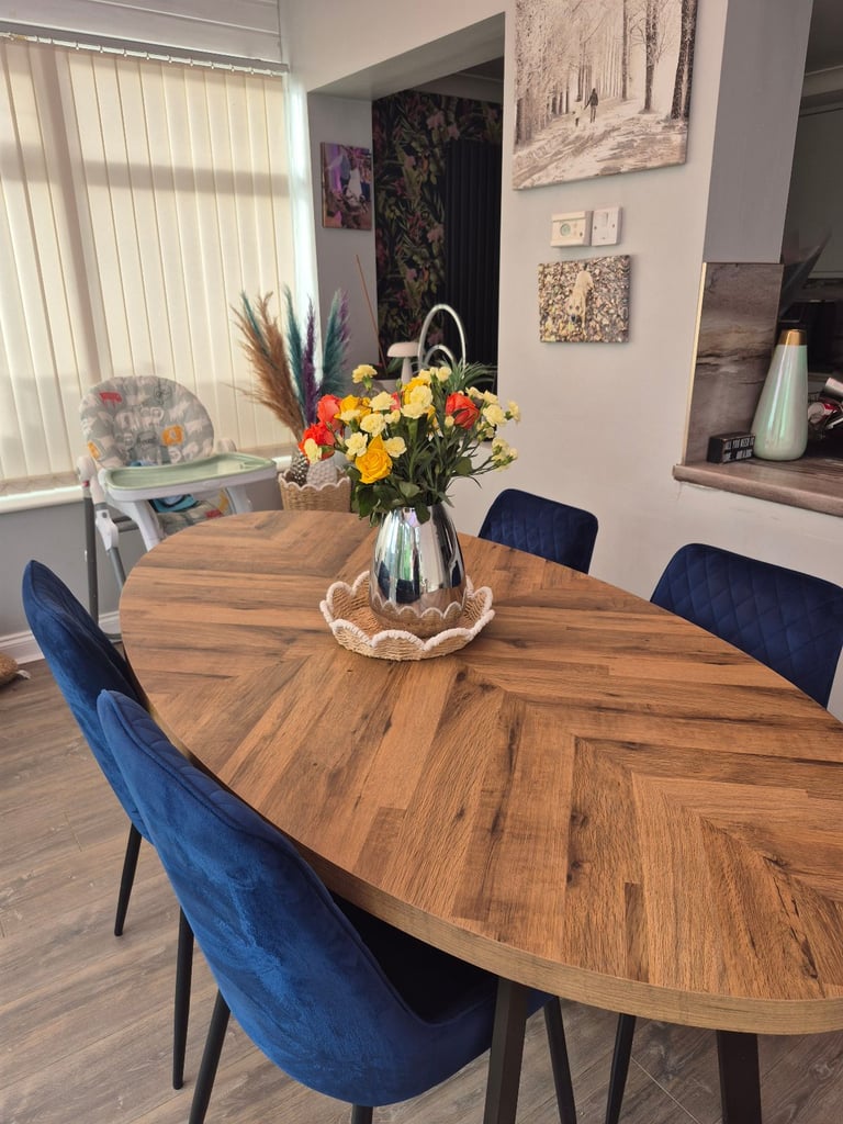 image for Next bronx chevron dining table and chairs 