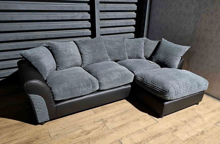 Hardly Used Corner Sofa - Grey/Black.