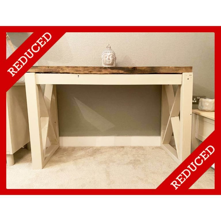 image for Console Table Designer Solid Wood One Off Bespoke Top Hall Classic Shabby Chic Rustic Furniture
