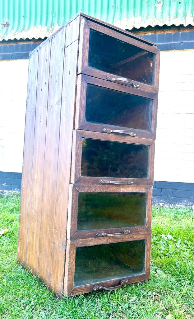 Five drawer filing cabinet bedside wooden desk industrial antique vintage haberdashery desk office
