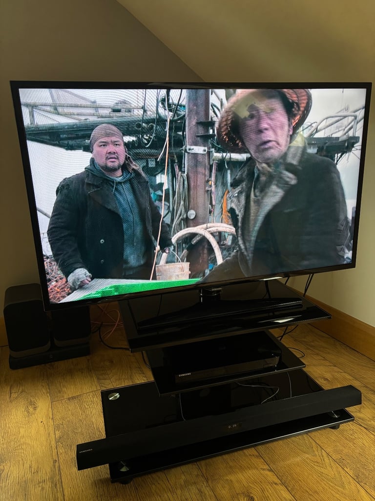 SOLD  - Samsung 46” Smart TV with BluRay Player and matching Samsung Soundbar with Subwoofer.