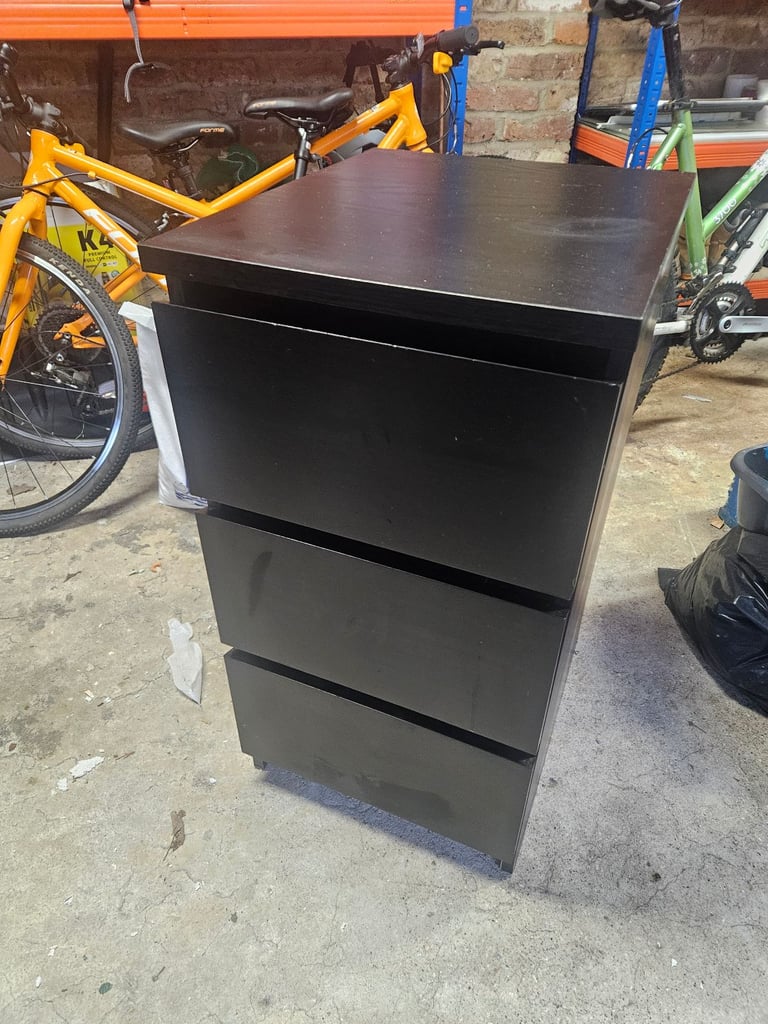 image for Ikea maum black bedside table
