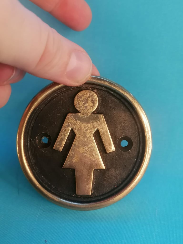 Vintage  brass  Toilet Lady door badge. Measurements on my pictures. As seen.