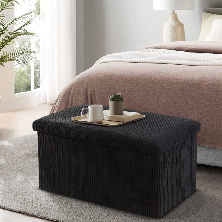 Large Fabric Ottoman Storage Box: Foldable Footrest, 78x38x38cm