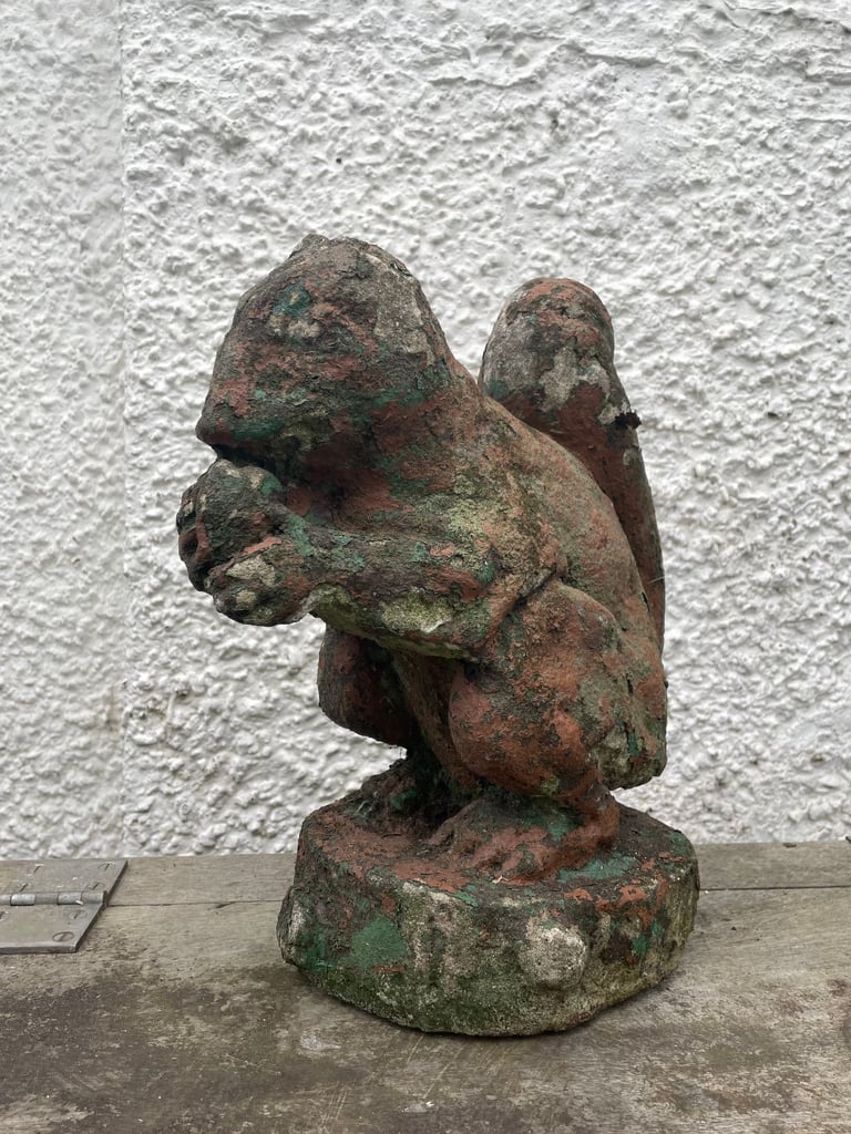 Large Vintage Stone Squirrel Garden Ornament
