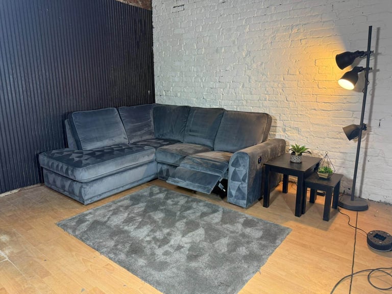 DFS Velvet Orka Corner Sofa – Electric Recliner