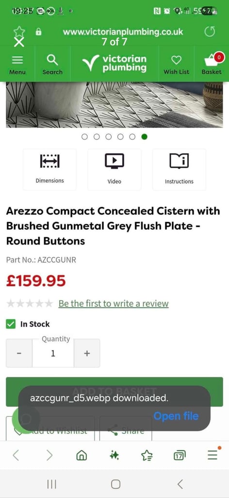 Slim Concealed cistern and gunmetal flush plate