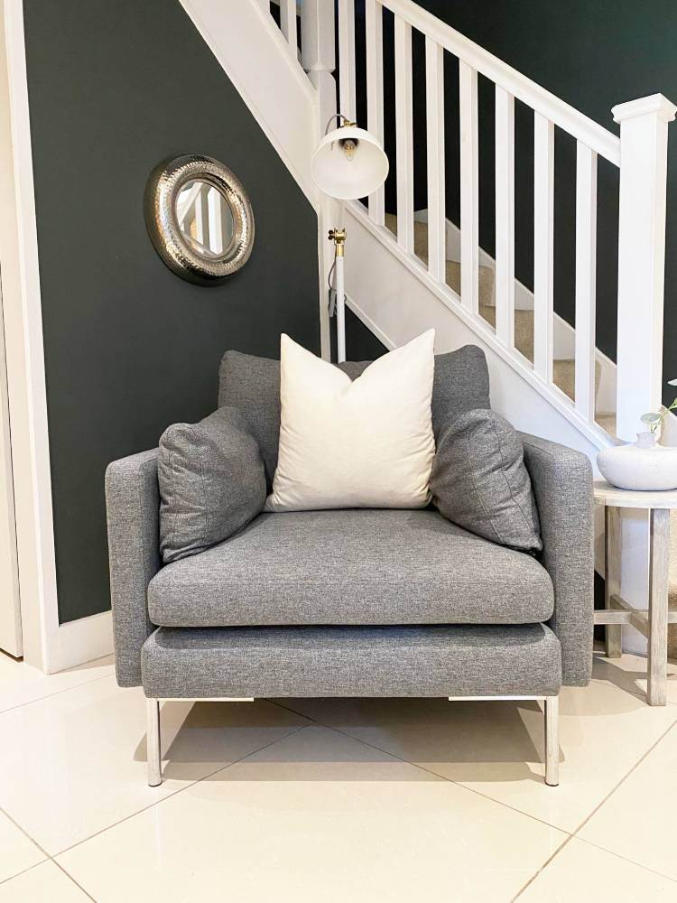 NEW French Connection Grey Armchair Lounge Chair DFS Sofology Next Office Salon Living Room RRP £699