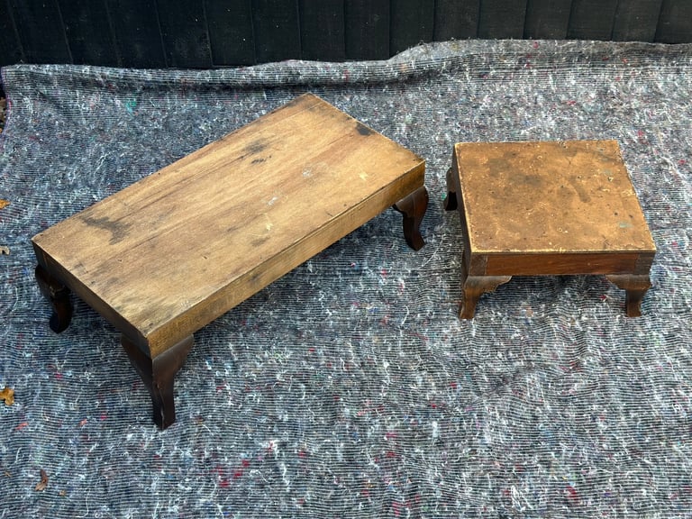 Set of two vintage wooden footstools 