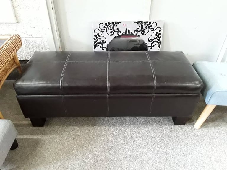 image for Brown faux leather ottoman footstool Copley Mill Low Cost Moves 2nd Hand Items STALYBRIDGE SK15 3DN