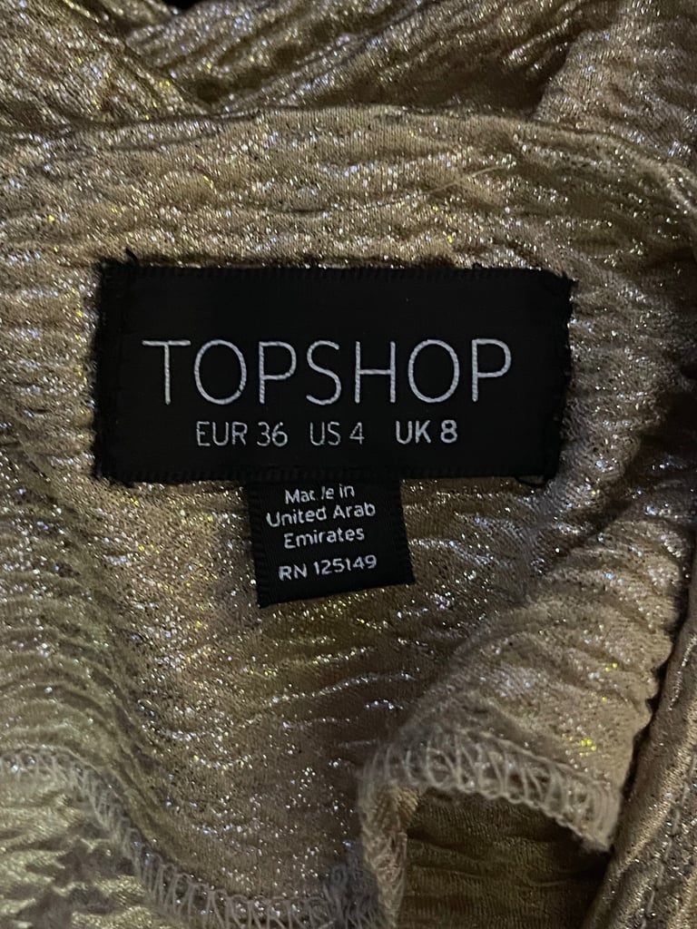 Topshop Gold Coloured Dress Size 8 Women’s Ladies