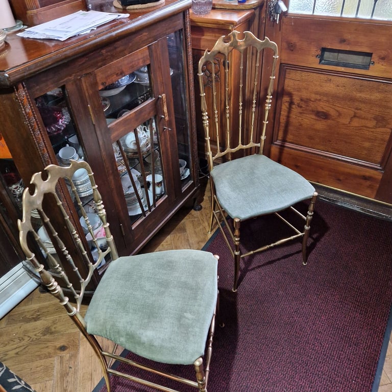 image for Chiavari vintage brass chairs x 2