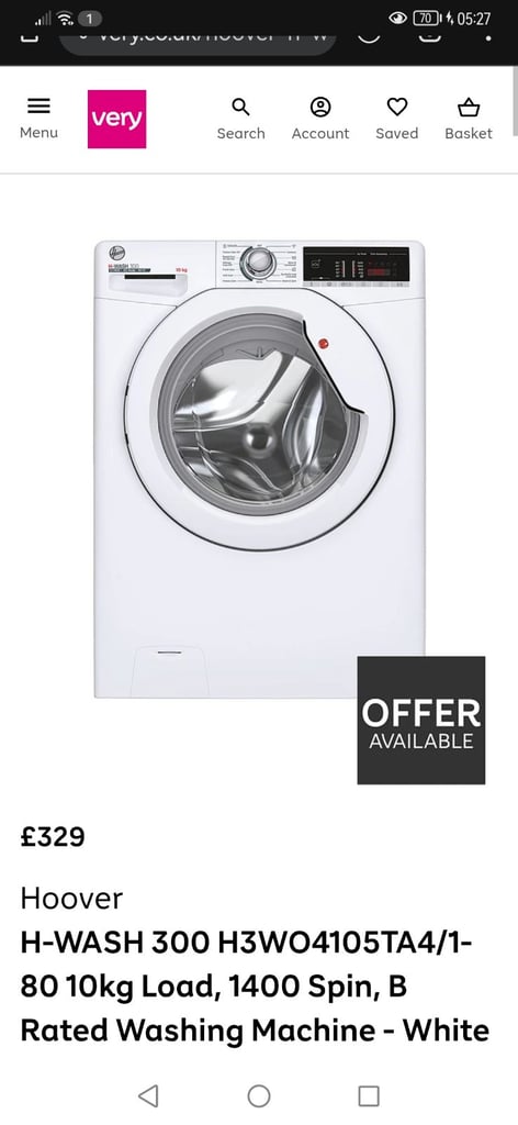 Hoover H300 plus washing machine 