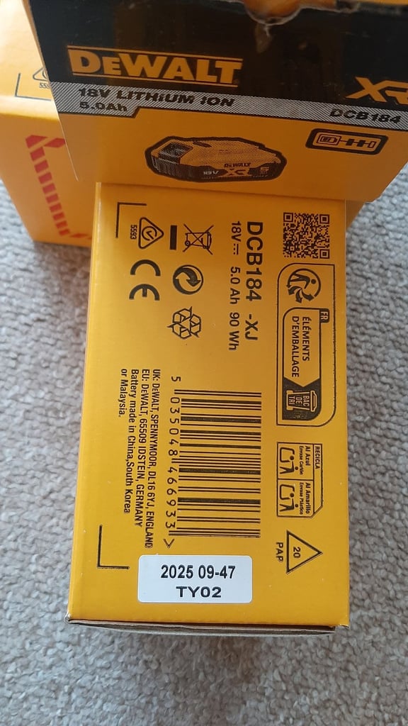 Dewalt 18v 5ah Battery. £40 each.
