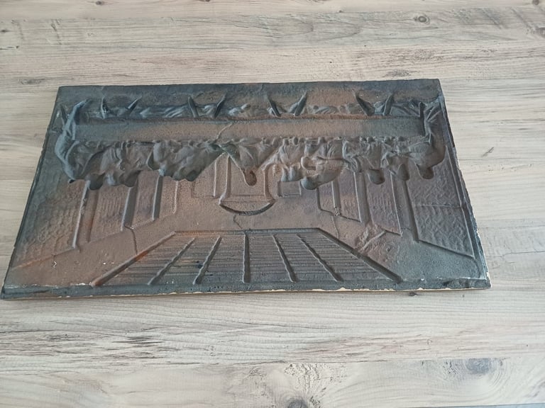 LARGE ANTIQUE CAST IRON BRONZED PLAQUE of THE LAST SUPPER LEONARDO DA VINCI