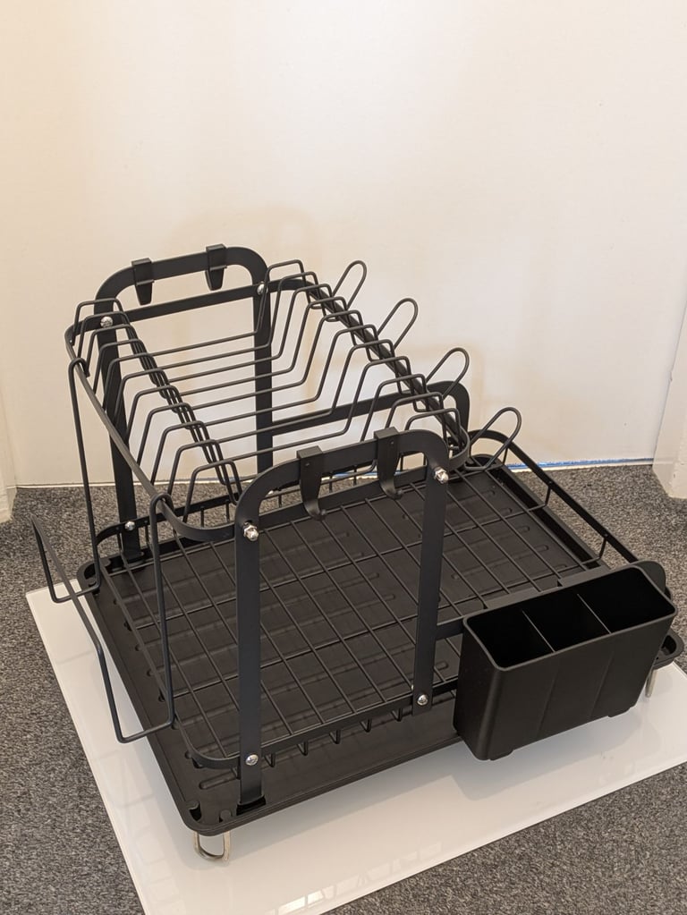 2 tier dis drainer, large kitchen dish rack with utensil + cup holder 