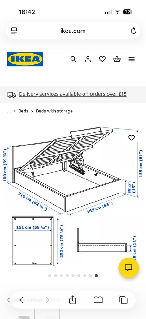 King Size Bed - With Storage - Collection only 