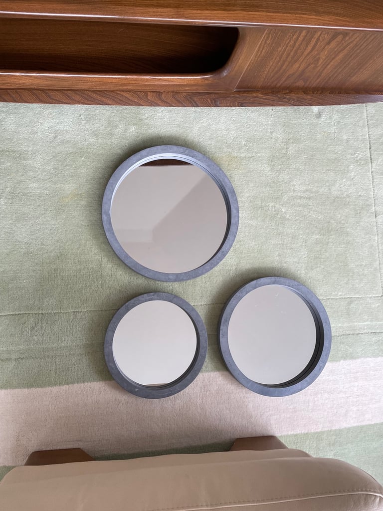Set of 3 x Mirrors with Grey Concrete Effect Surround