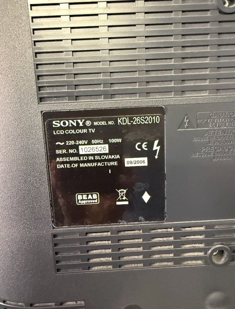 Sony KDL-26S2010 LCD TV (No Remote)