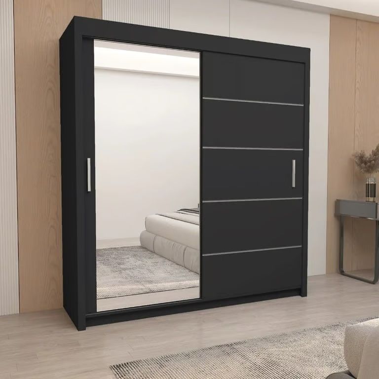 image for Brand New Chicago Milan 2 to 3 Doors Sliding Wardrobe with Full Mirrors Matte