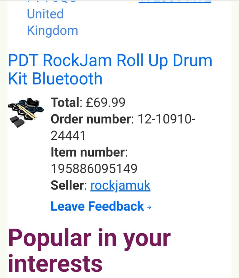 PDT RockJam Roll up Drum Kit Bluetooth 