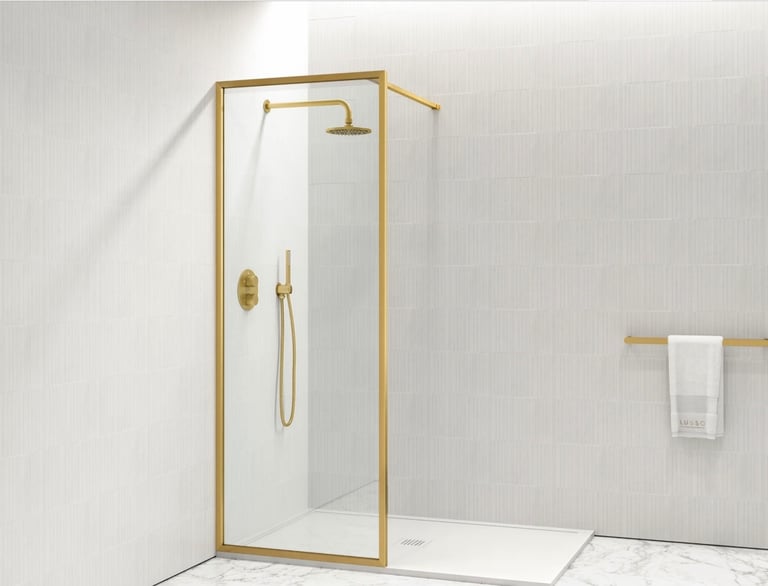 image for Shower Screen Gold Brushed - Brand Lusso Screen size 700mm
