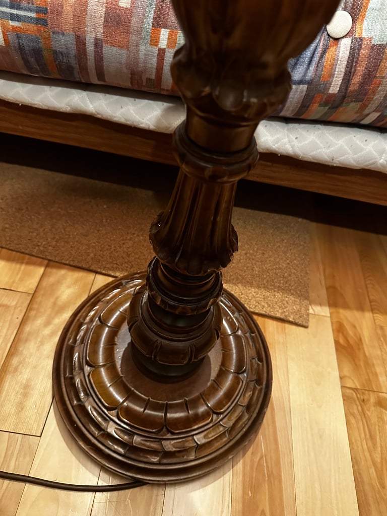Old vintage standing lamp with lampshade 