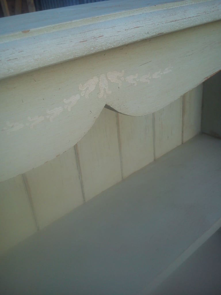 Upcycled, vintage, shabby chic, pine shelves.