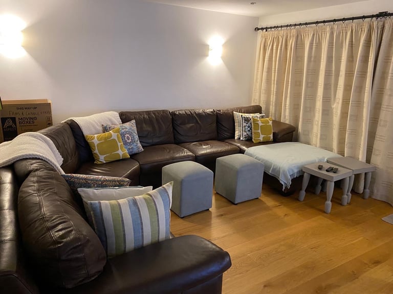 Large 100% Leather Corner Sofa