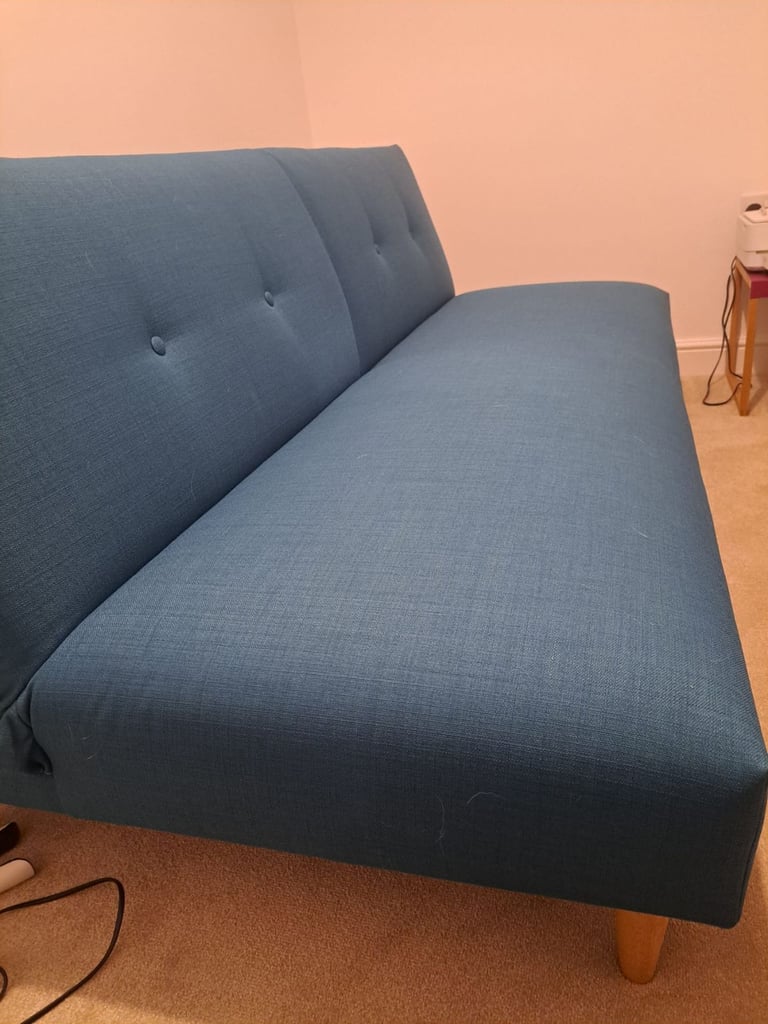 John Lewis Clapton Fixed Back Small Sofa Bed, Light Leg, Fraser Teal