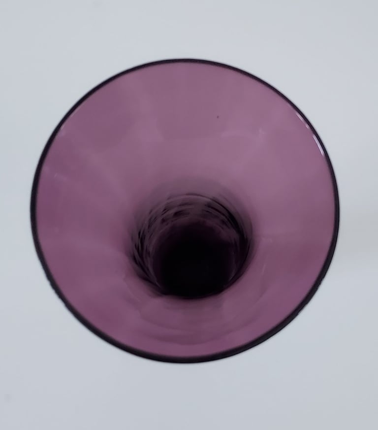 Vintage Purple Glass Bud Vase Clear Foot 20.5 cm Tall