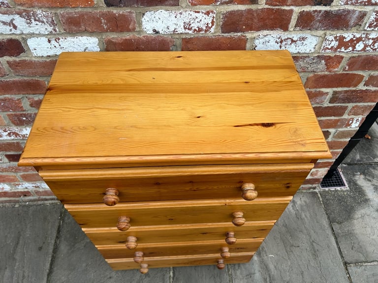 Solid Pine Chest of Drawers - Good Condition 