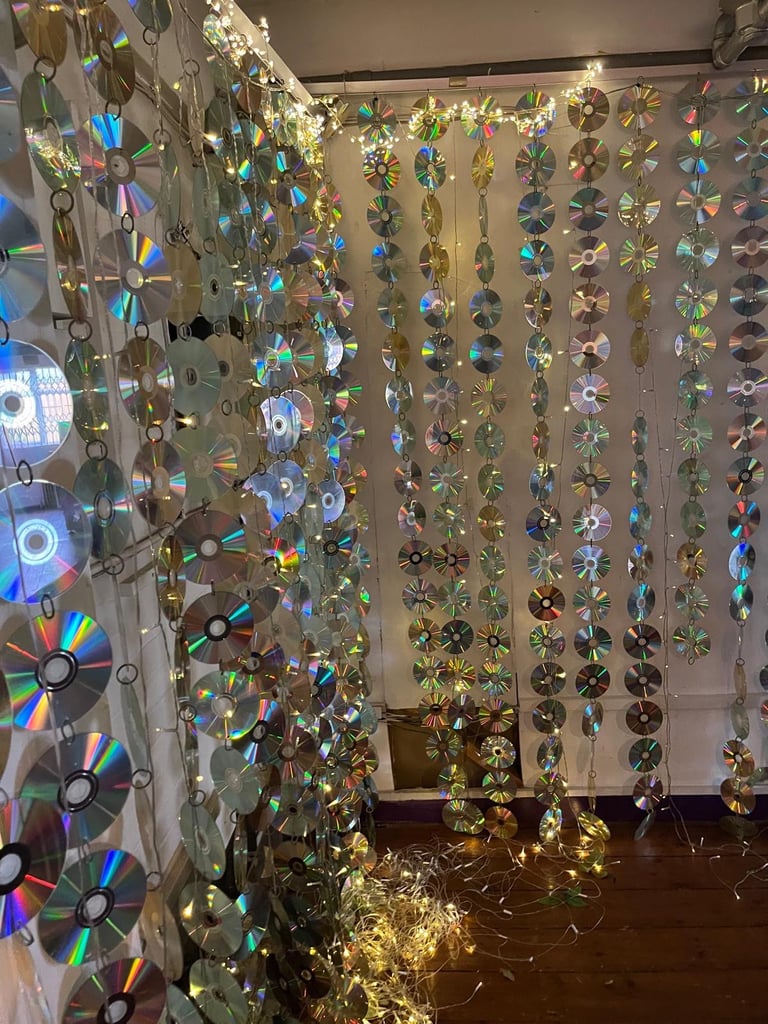 Hand made. One off CD curtain 