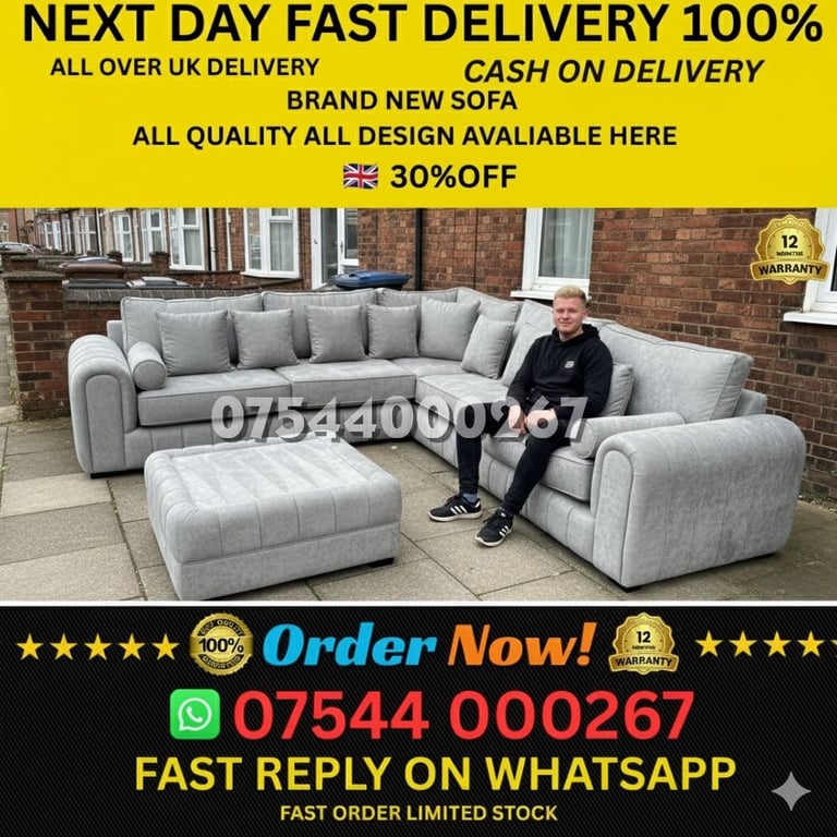 image for Luxury Corner & 3+2 Sofas – Elegant Design with Free Fast Delivery