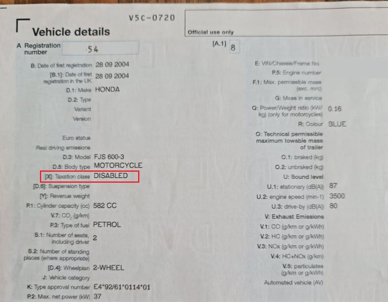 600cc Ideal for partially disabled rider.