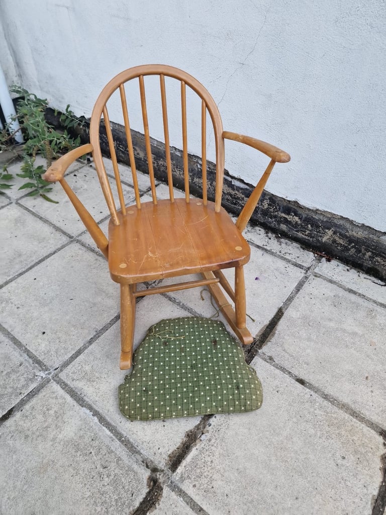 Small Size Ercol Rocking Chair With Original Cushion