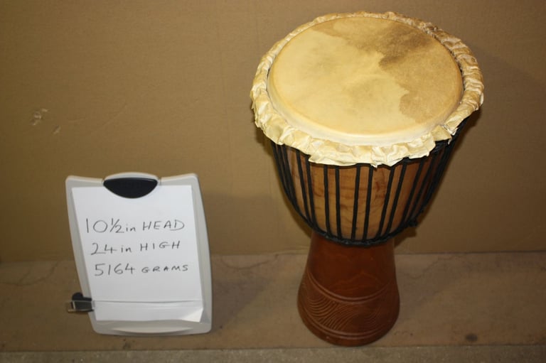African Wooden Djembe Drum 10.1/2in Head x 24in High ~ Weight 5164 Grams ~ £75 ono