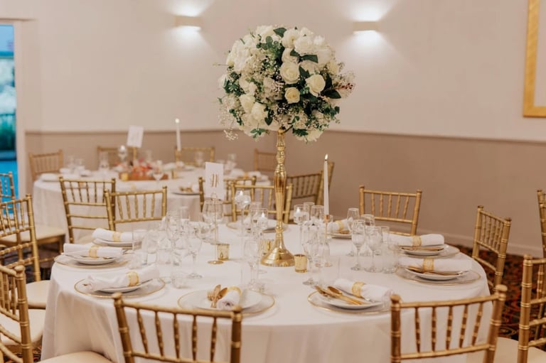 image for Centrepiece hire, Event decor, Table and chairs, Flower decorations, Throne hire, Wedding stage BSEA