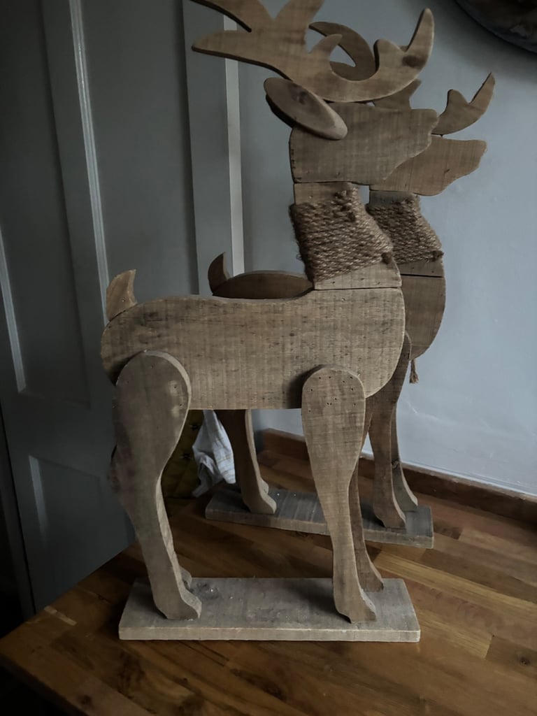 image for Wooden reindeer Christmas decorations