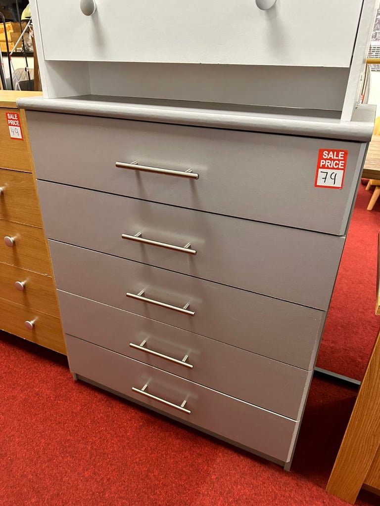 Brisbane 5 drawer chest - Grey 