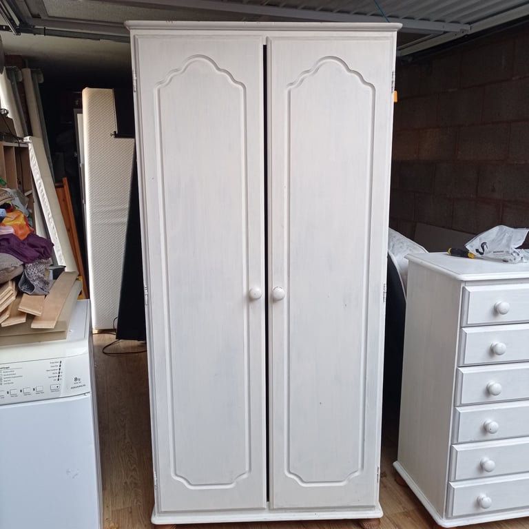 Pine wood double door wardrobe 