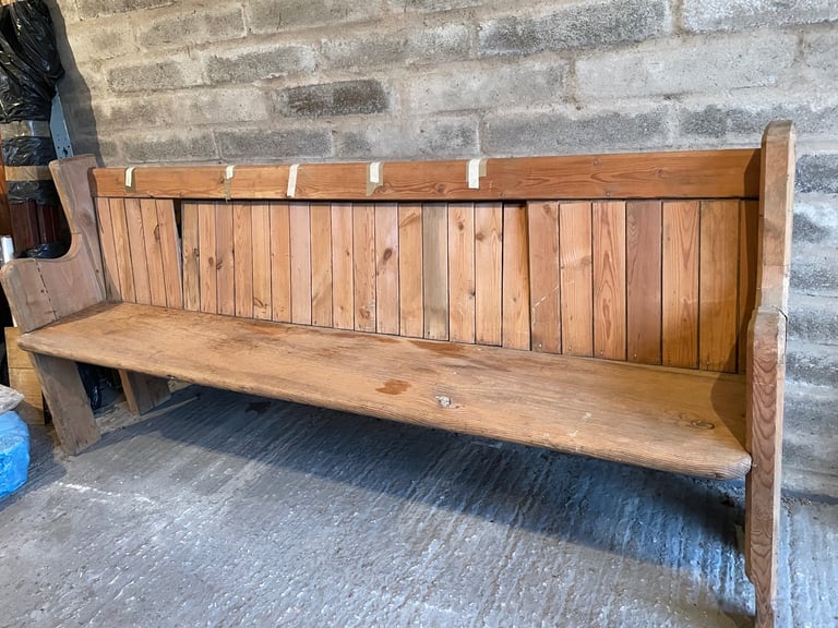 Vintage Large Stripped Pine Church Pew (6ft 9in)