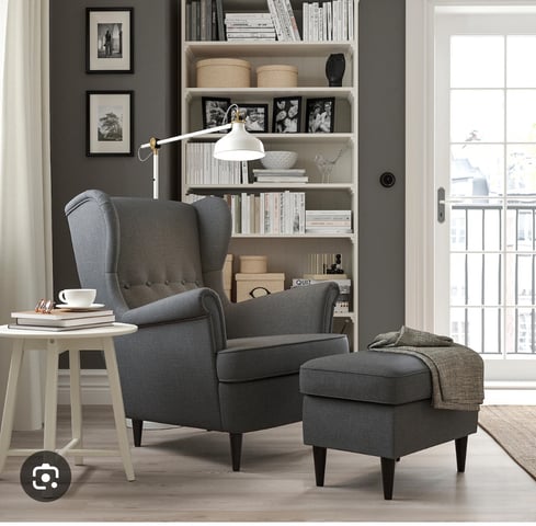 IKEA chair Strandmon + footstool | in Angel, London | Gumtree